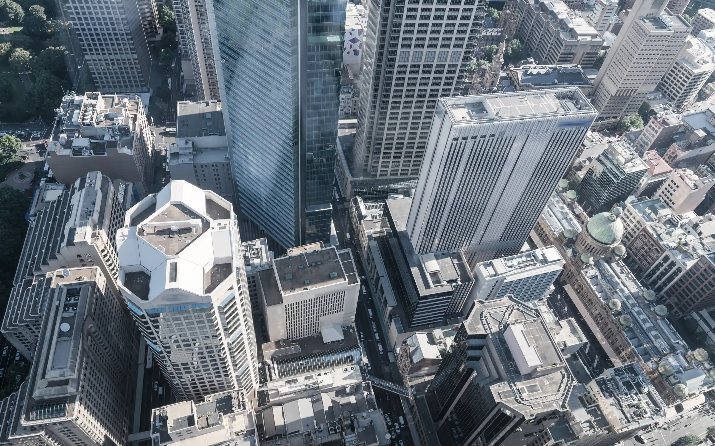 City office towers seen from directly above